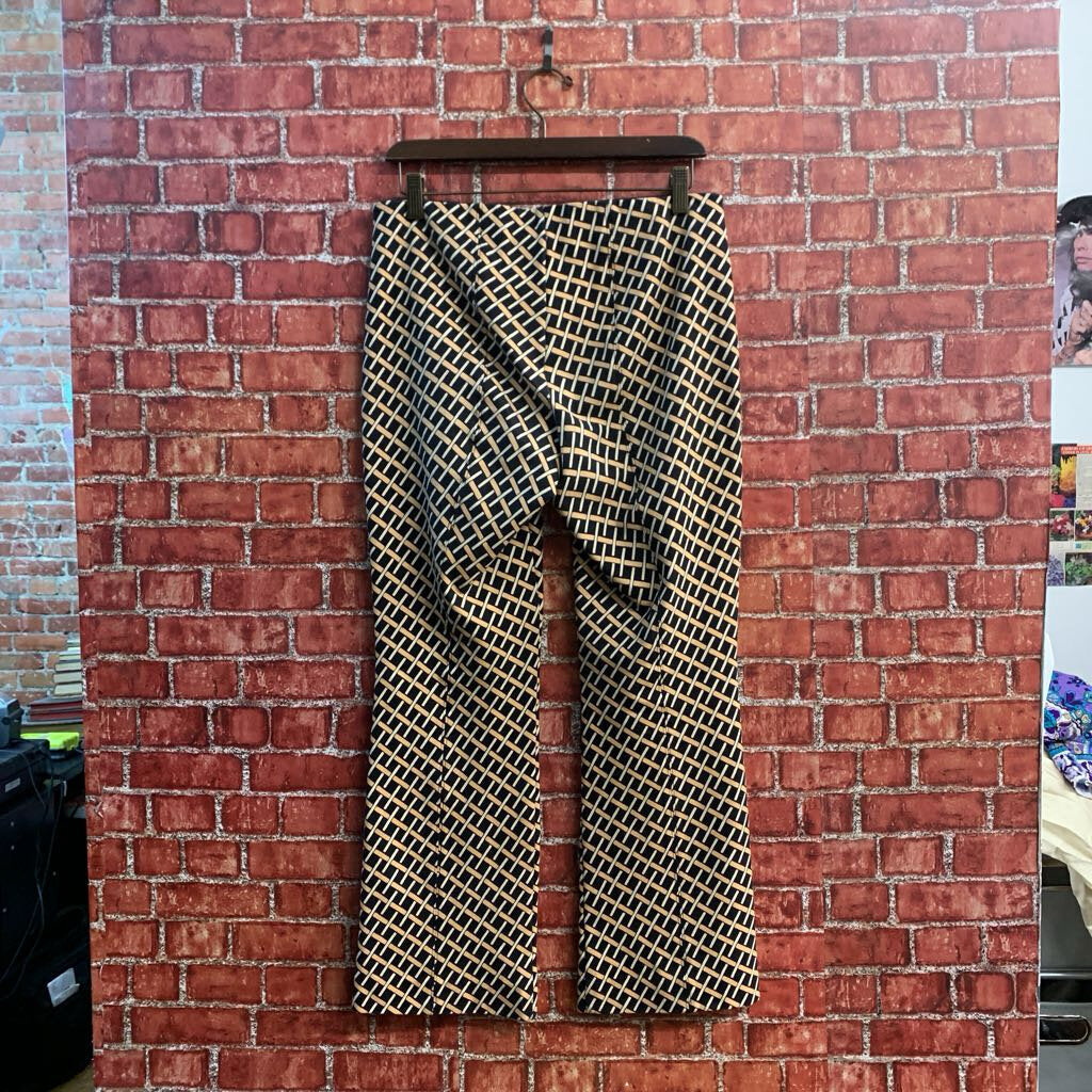 Maeve by Anthropologie Geometric Basketweave Printed Pants Black/White/Tan Ladies Size S