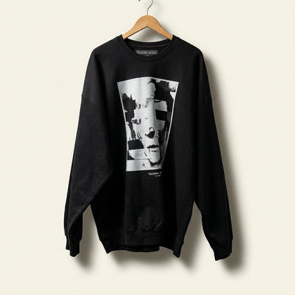 Talking Heads Glitch Face Print Crewneck Sweatshirt Black/White/Red Men’s Size XXL