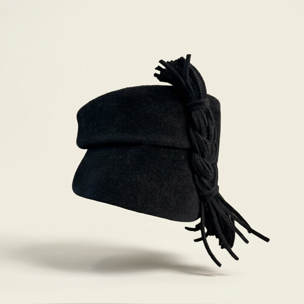 Vintage B Michael NY Black Felt Hat Ladies Size S
