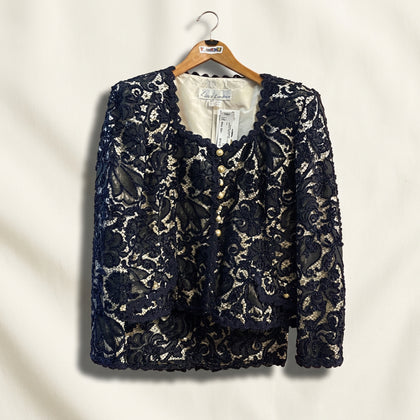 Lopez Knudsen 2 Piece Suit Set Blue Floral Silk Ladies Size S
