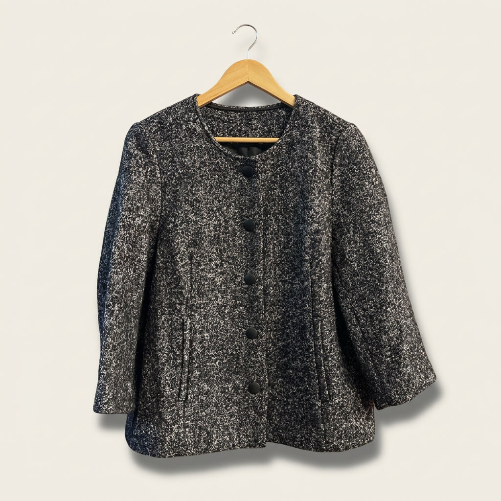 Katherine Barclay Wool Textured Black & White Coat Ladies Size M