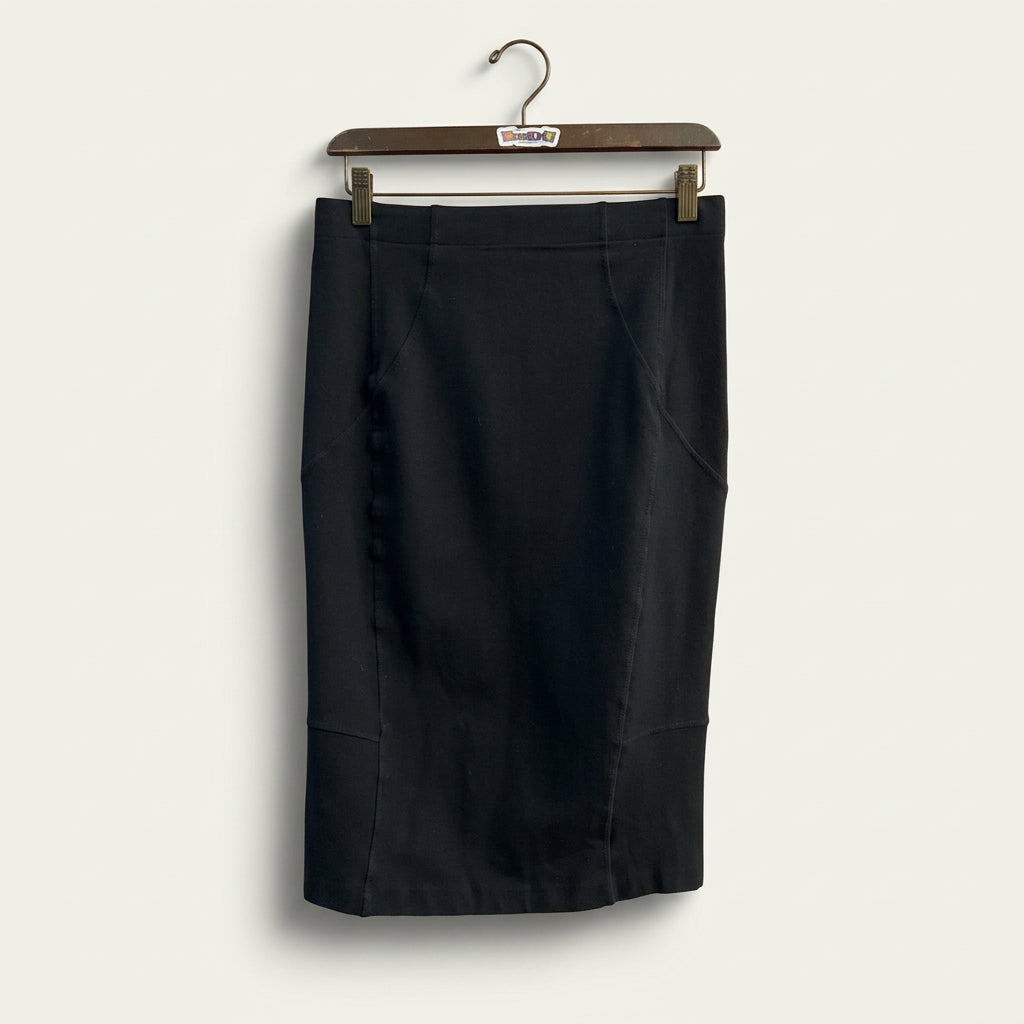 Allsaints Black Midi Skirt Stretch Waist Ladies Size 8