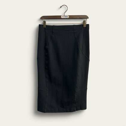 Allsaints Black Midi Skirt Stretch Waist Ladies Size 8