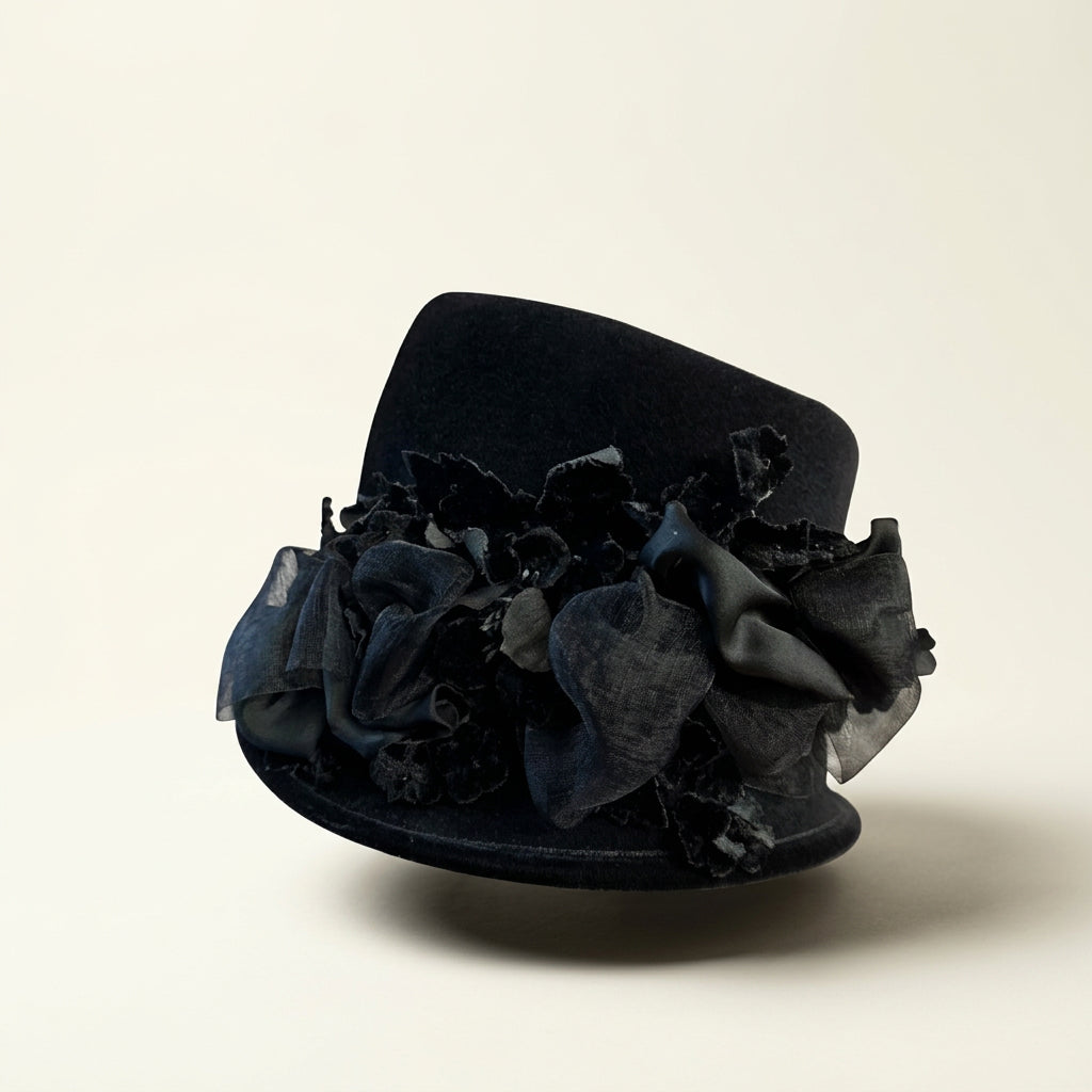 Louise Green Black Felt Hat Size S