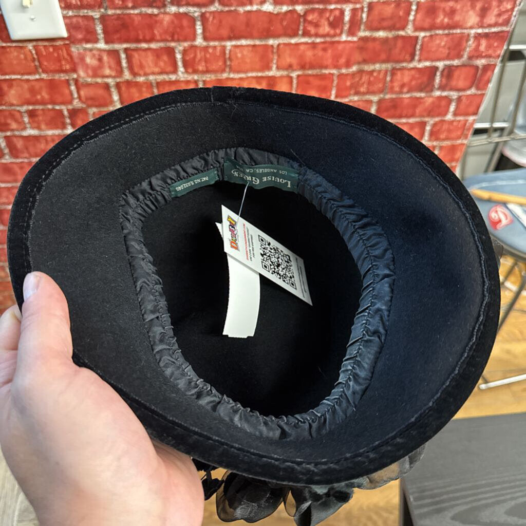 Louise Green Black Felt Hat Size S