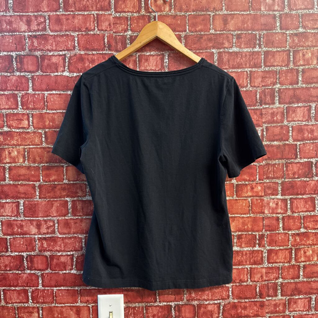 Escada Sport Black Scoop Neck Tee Top Black Ladies Size XL