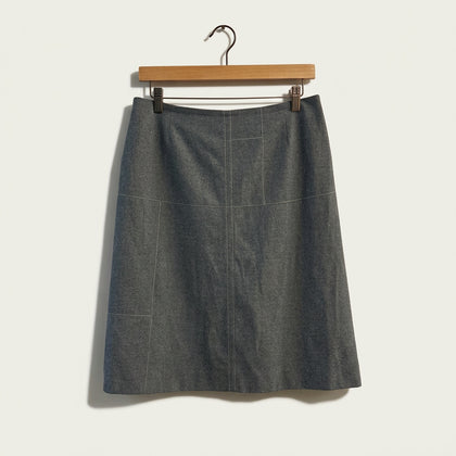 Patrick Mendes Grey Windowpane Stitch Midi Skirt Ladies Size 40