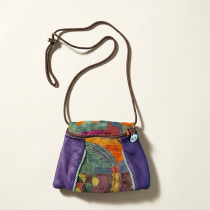 Erda Cross Body Bag Leather/Chenille Purple/Multi