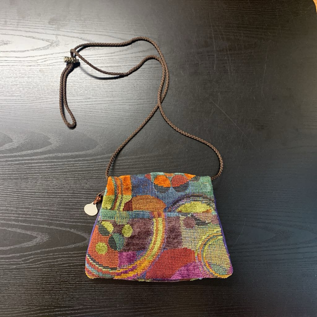 Erda Cross Body Bag Leather/Chenille Purple/Multi