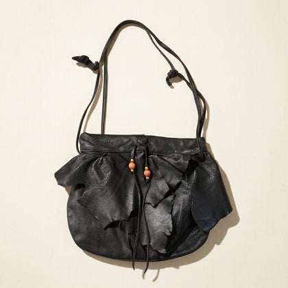 Vintage Leather Shoulder Bag Layered Black