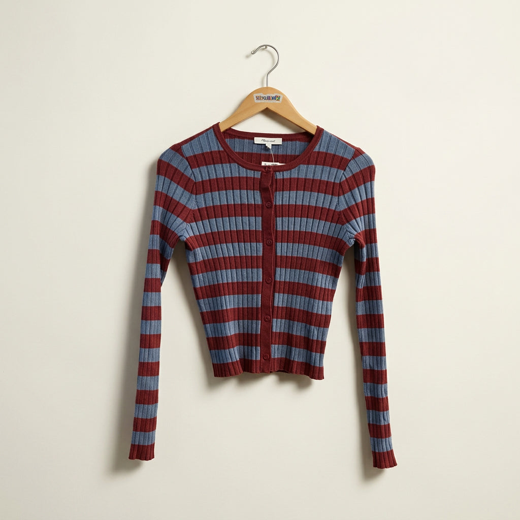 Madewell Ribbed Cardigan Stripes Red/Blue Ladies Size S