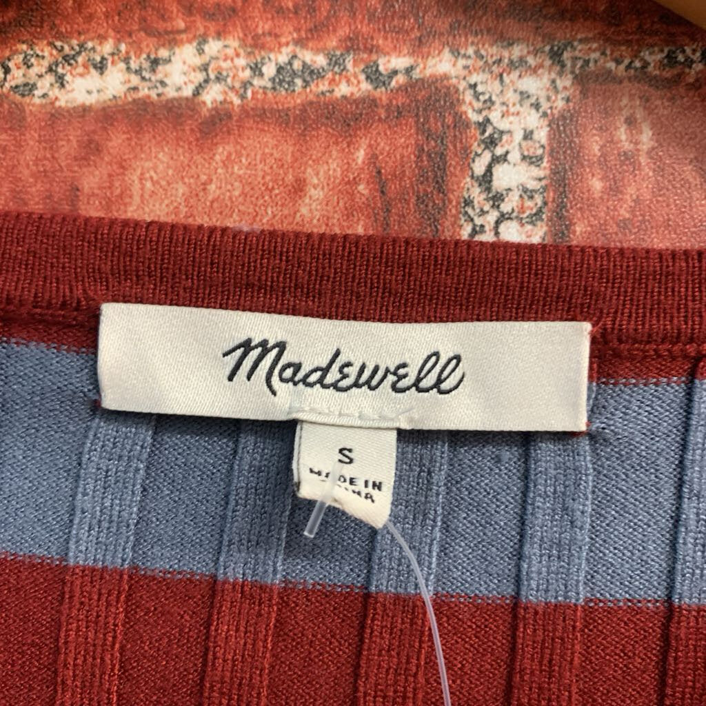 Madewell Ribbed Cardigan Stripes Red/Blue Ladies Size S