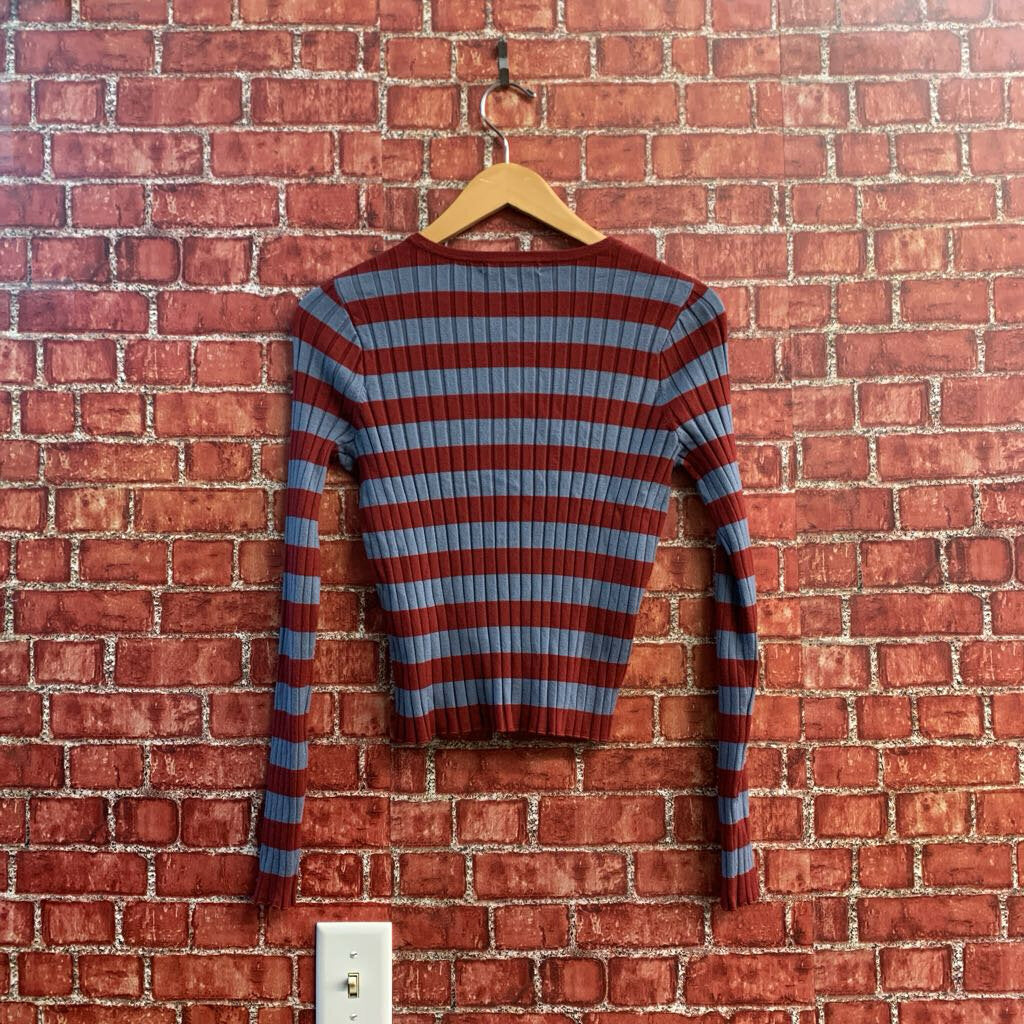 Madewell Ribbed Cardigan Stripes Red/Blue Ladies Size S