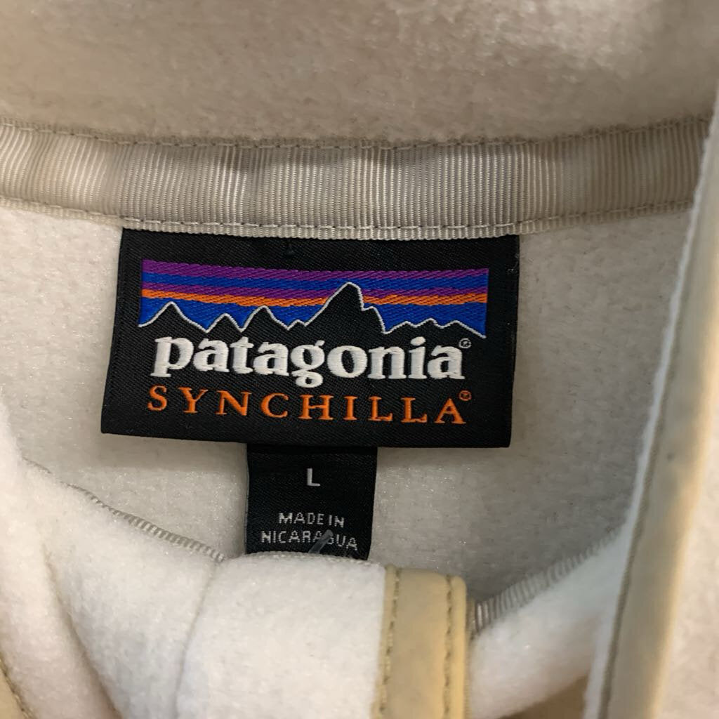 Patagonia Synchilla Fleece Pullover Two Tone White/Beige Ladies Size L