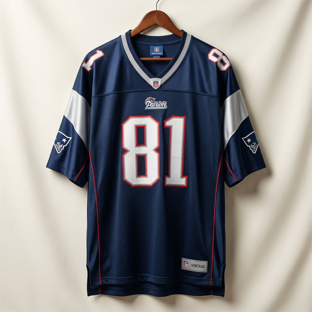 NFL Pro Shop Patriots Jersey #81 Moss Navy Blue Men’s Size 2XL