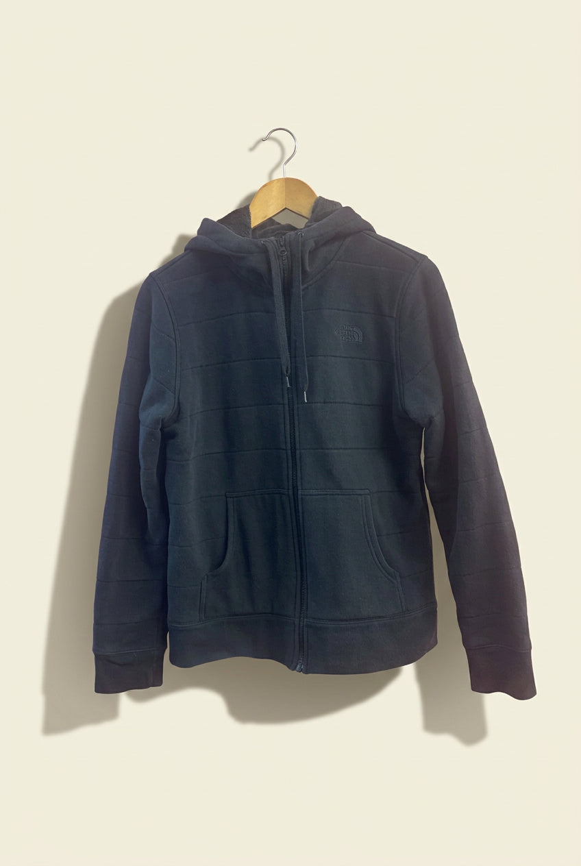 The North Face Zip Hoodie Fleece Lined Black Ladies Size L