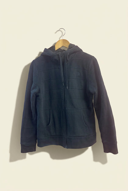 The North Face Zip Hoodie Fleece Lined Black Ladies Size L