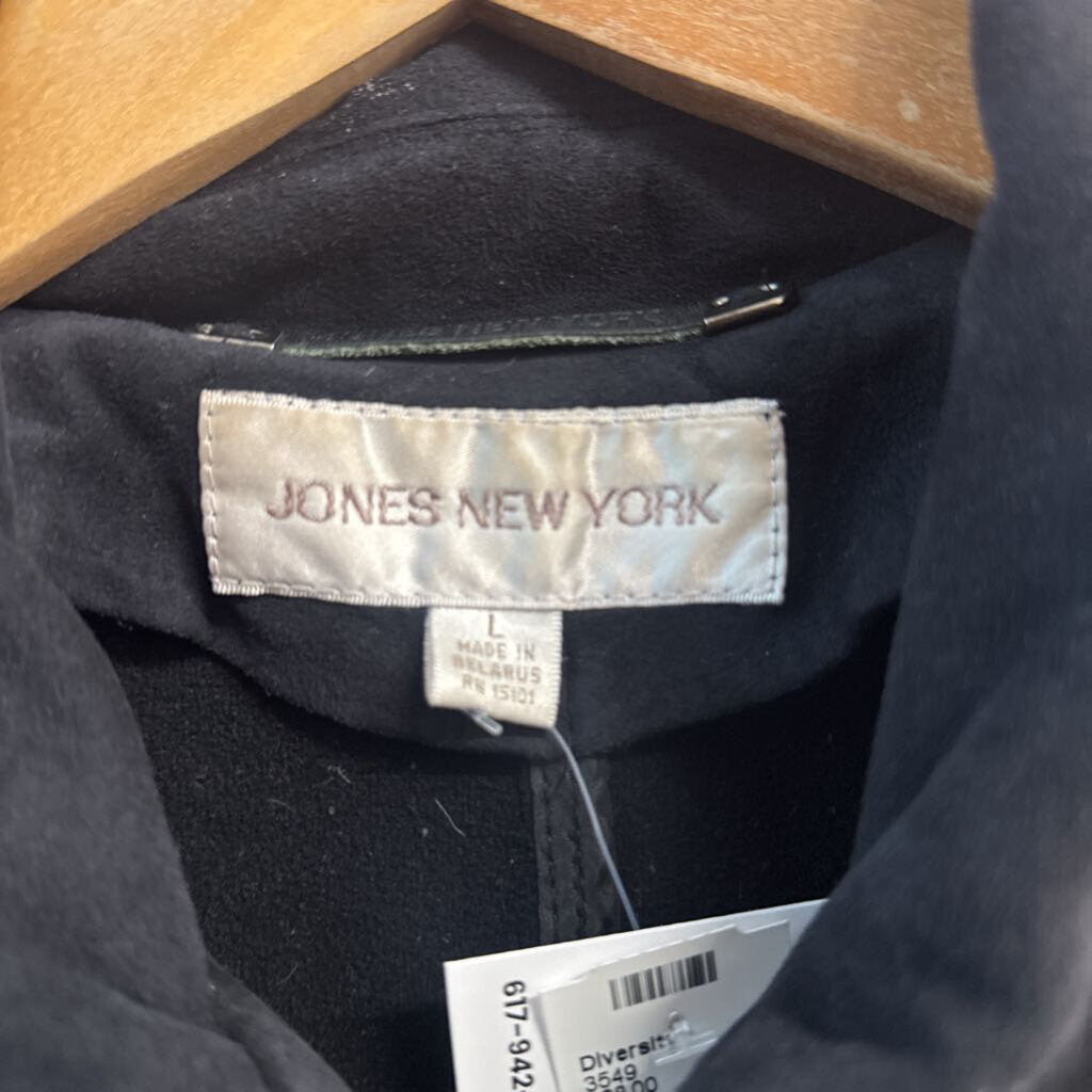 Jones New York Jacket Faux Suede Black Size L