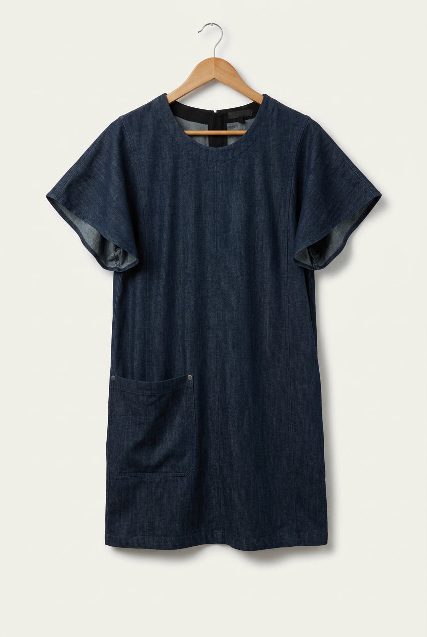 Rag & Bone Midi Dress Short Sleeve Chambray Blue Ladies Size S