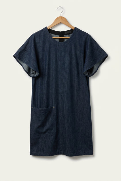Rag & Bone Midi Dress Short Sleeve Chambray Blue Ladies Size S