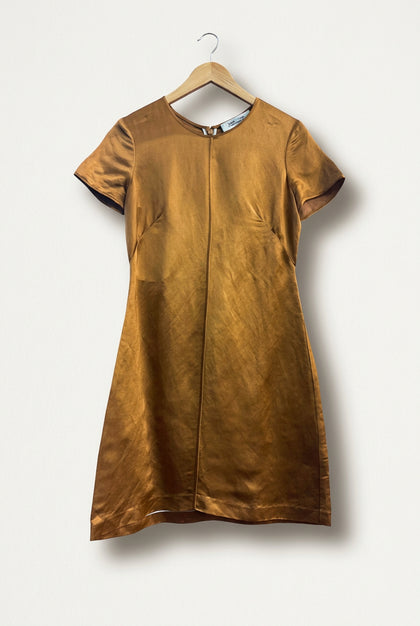 Diane Von Furstenberg Midi Dress Metallic Bronze Ladies Size 4
