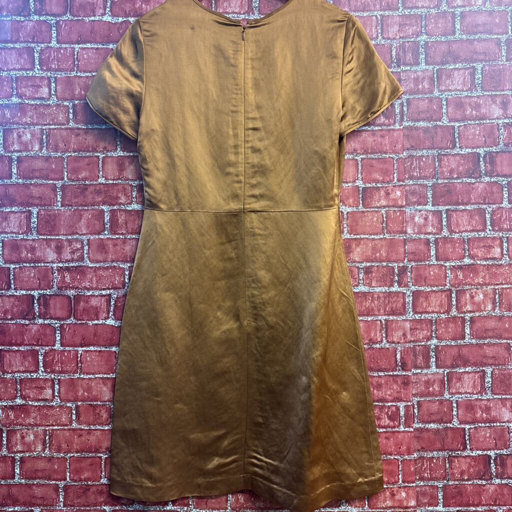 Diane Von Furstenberg Midi Dress Metallic Bronze Ladies Size 4