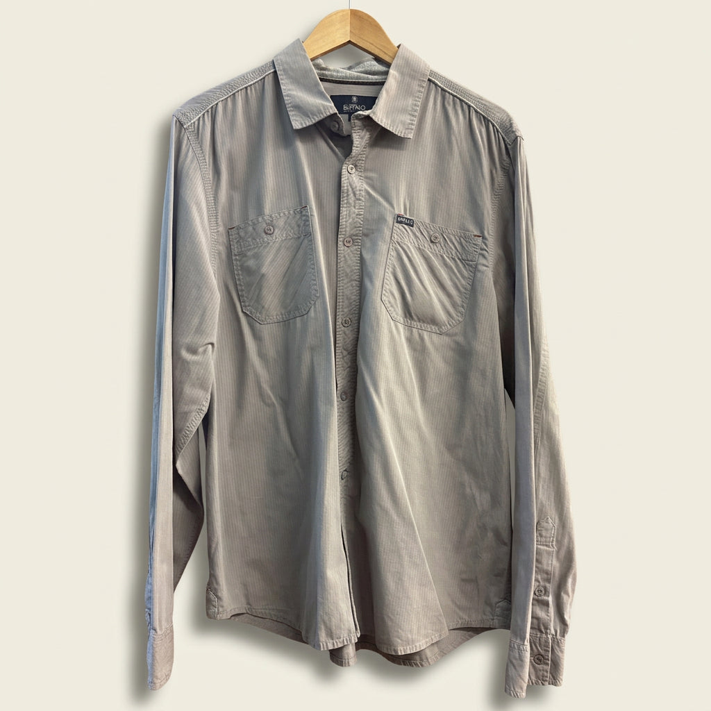 Buffalo David Button Button Up Grey Men’s Size L