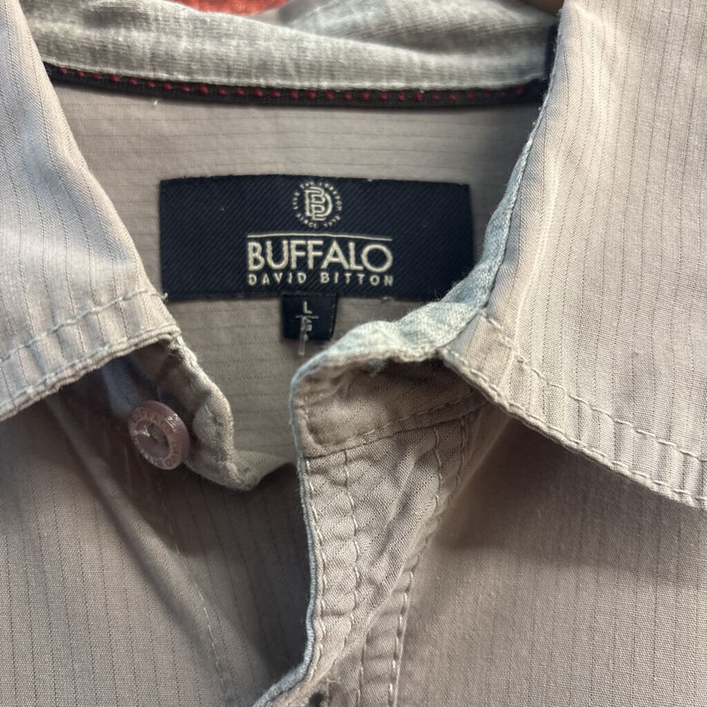 Buffalo David Button Button Up Grey Men’s Size L