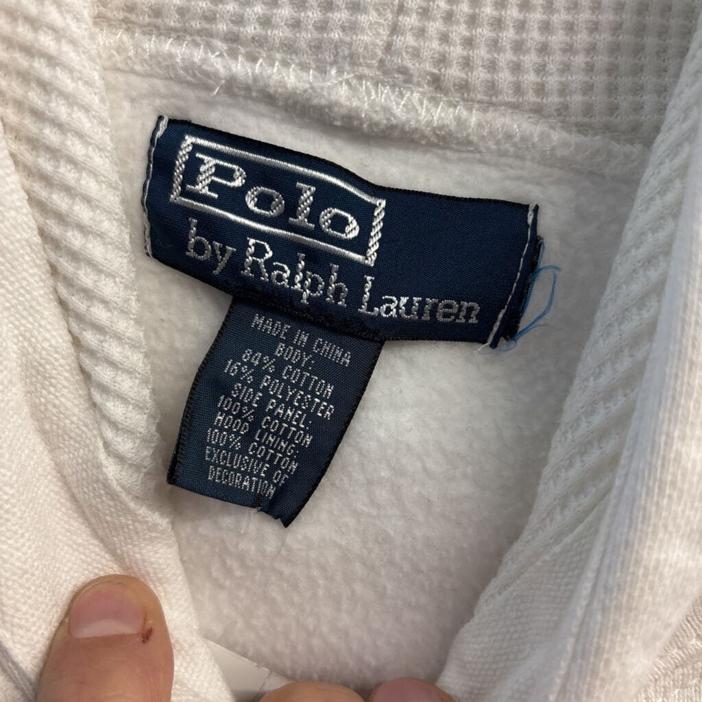 Polo Ralph Lauren Hoodie Crop Sleeve Big Pony White/Navy