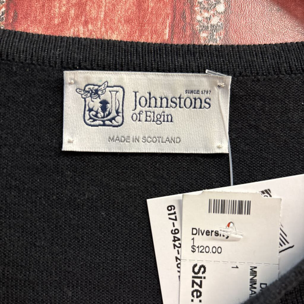 Johnstons of Elgin Sweater Wool/Silk Black Size S/M