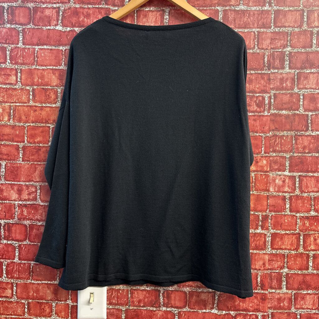 Johnstons of Elgin Sweater Wool/Silk Black Size S/M