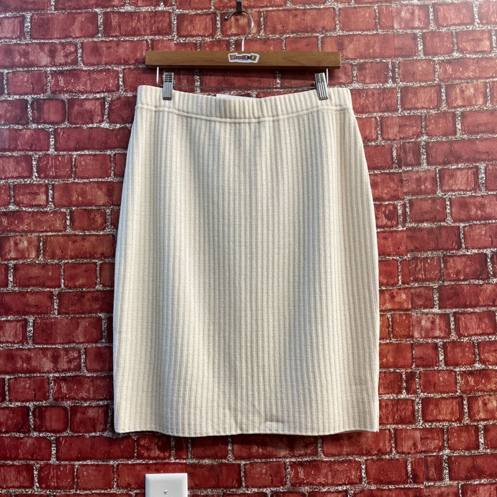St John Midi Skirt Ribbed Wool Beige Ladies Size 12