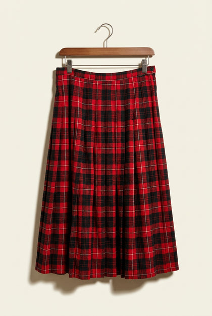 Pendleton Vintage Midi Skirt Plaid Tartan Red/Black Ladies Size 14
