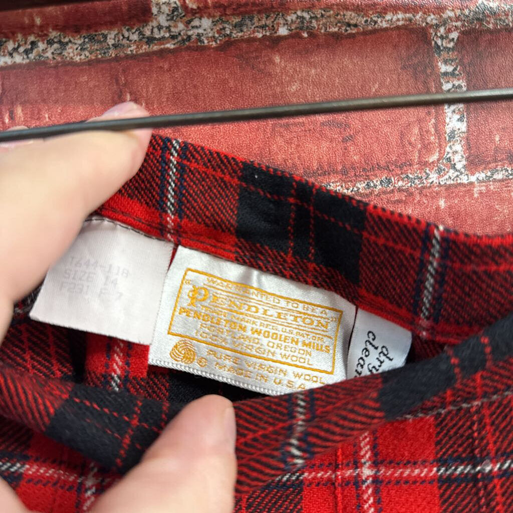 Pendleton Vintage Midi Skirt Plaid Tartan Red/Black Ladies Size 14