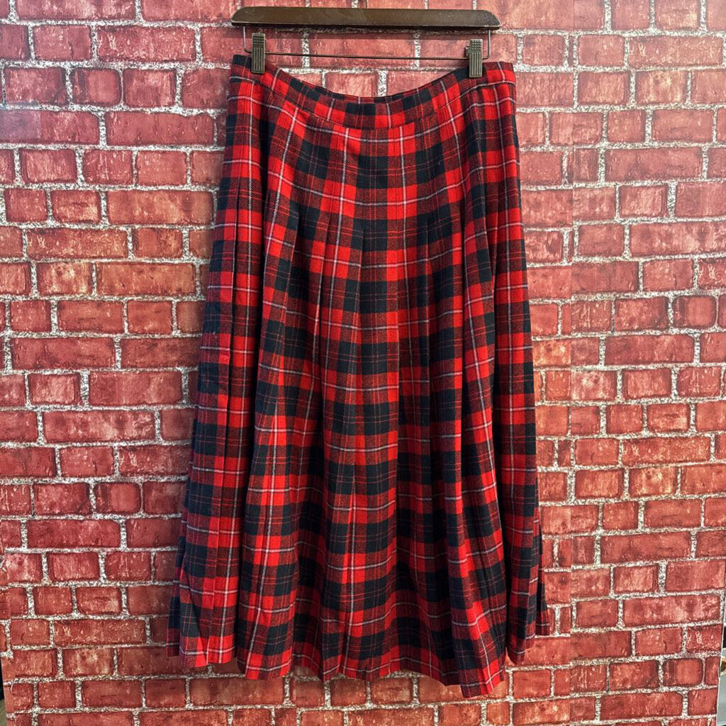 Pendleton Vintage Midi Skirt Plaid Tartan Red/Black Ladies Size 14