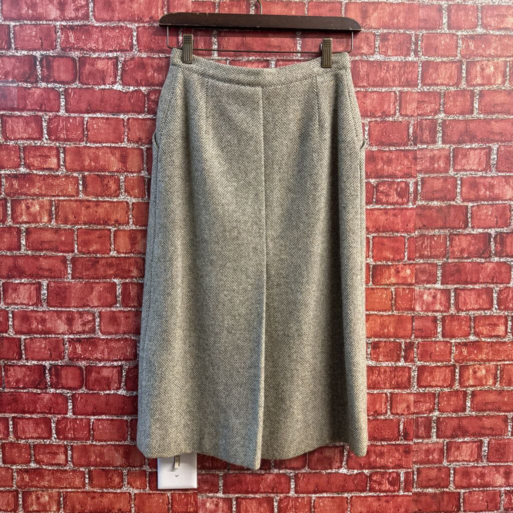 Dejue Vintage Midi Skirt Wool Green Ladies Size XS