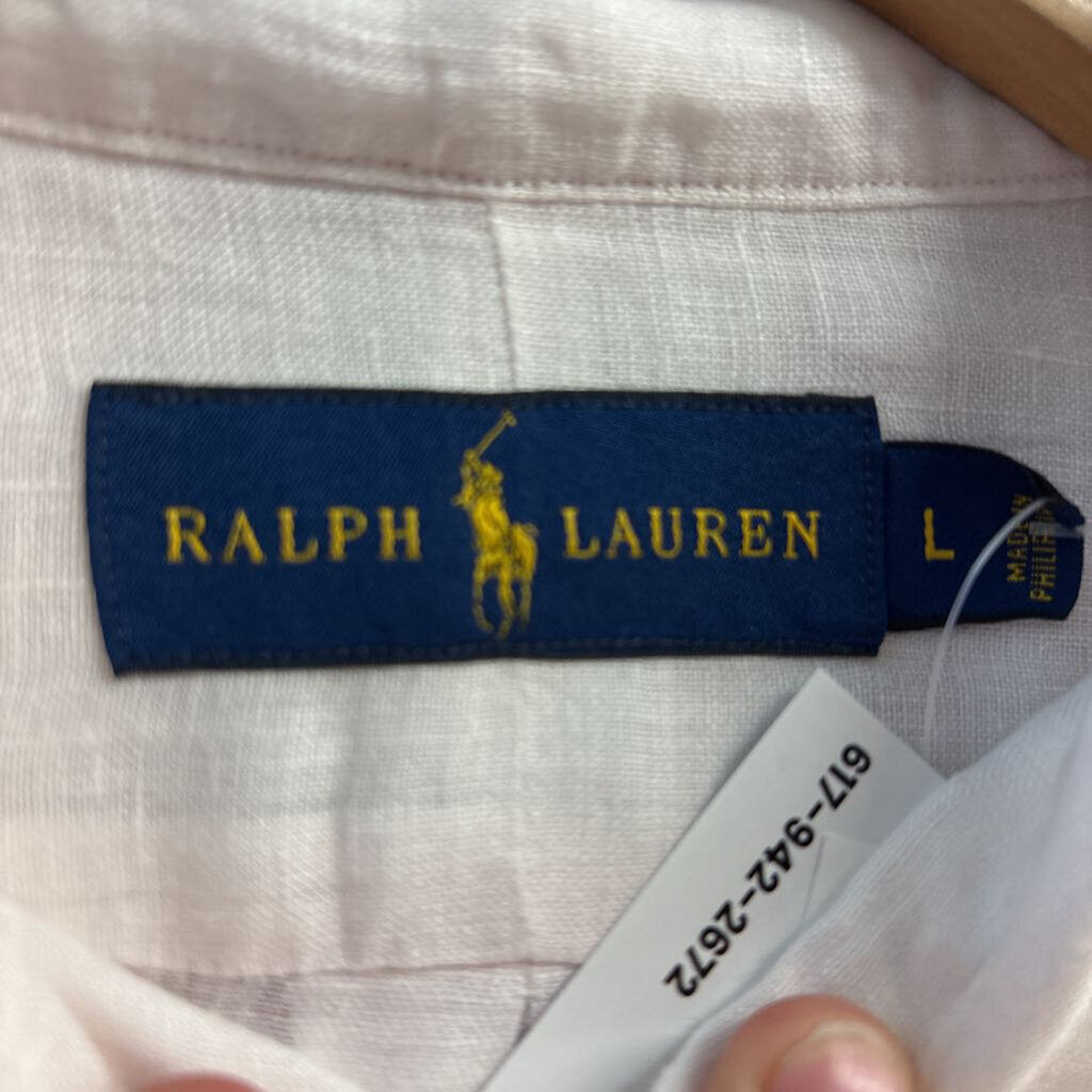 Ralph Lauren Linen Button Down Ombre White/Pink Size L