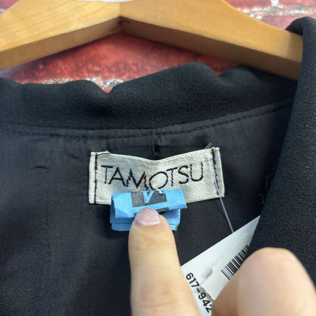 Tamotsu Vintage Jacket Long Herringbone Brown/Black Ladies Size XL