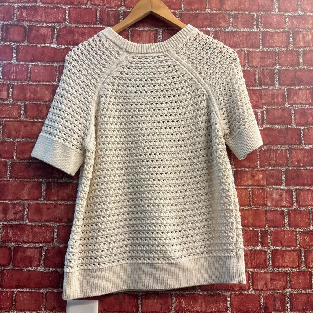 Varley Sweater Short Sleeve Wide Knit Beige Men’s Size M