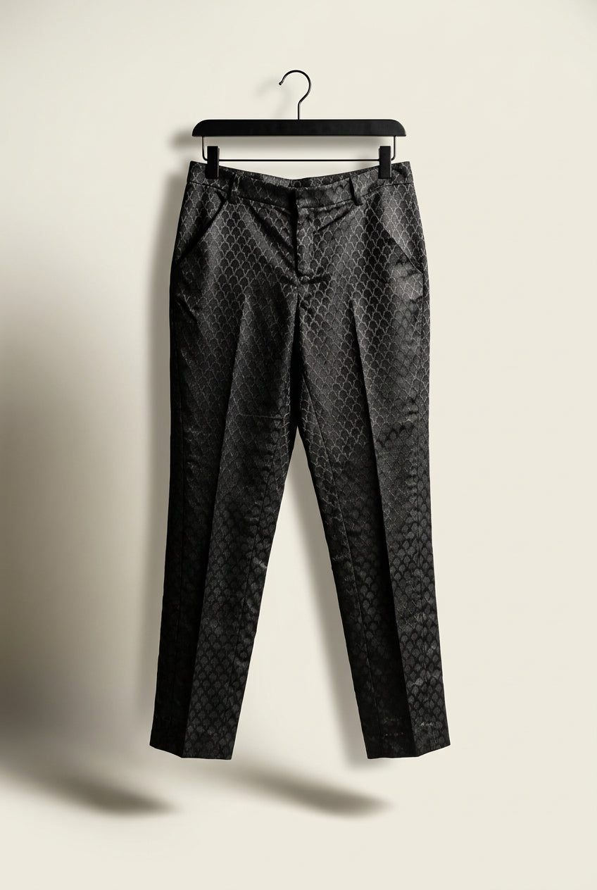 Maiyet Trousers Silk Metallic Jacquard Emerald/Brown Ladies Size 38