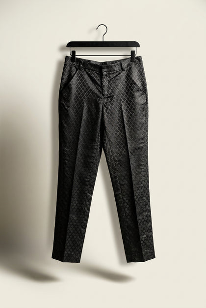 Maiyet Trousers Silk Metallic Jacquard Emerald/Brown Ladies Size 38