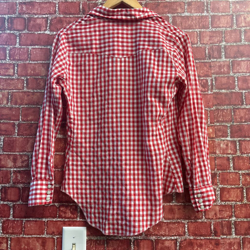 Dee Cee Brand Vintage Snap Up Top Gingham Red/White Ladies Size M
