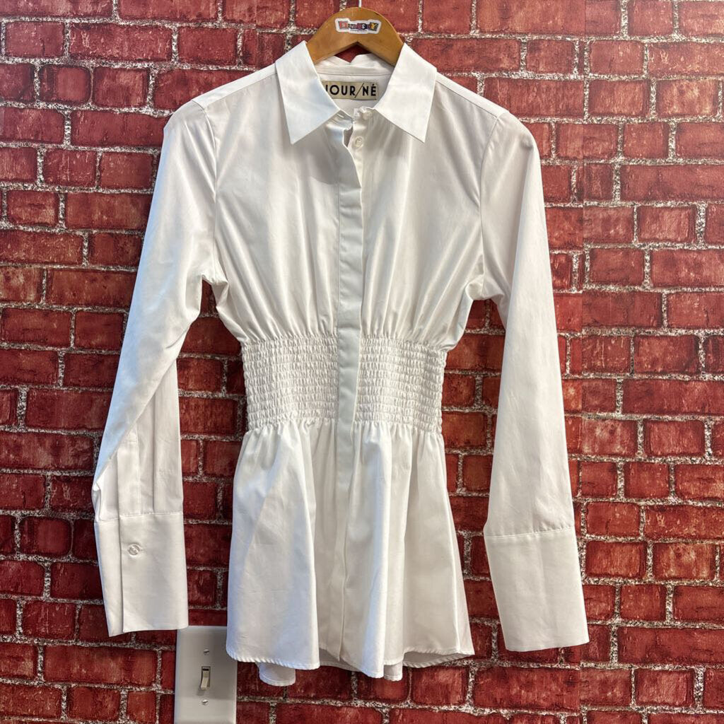 JOUR/NE Blouse Ruched Waist White