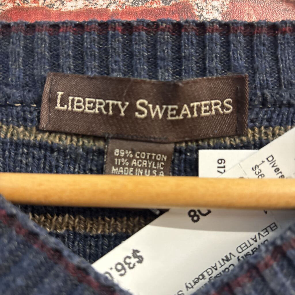 Liberty Sweaters Vintage Sweater Knit Pearl Ribbed Blue Men’s Size L