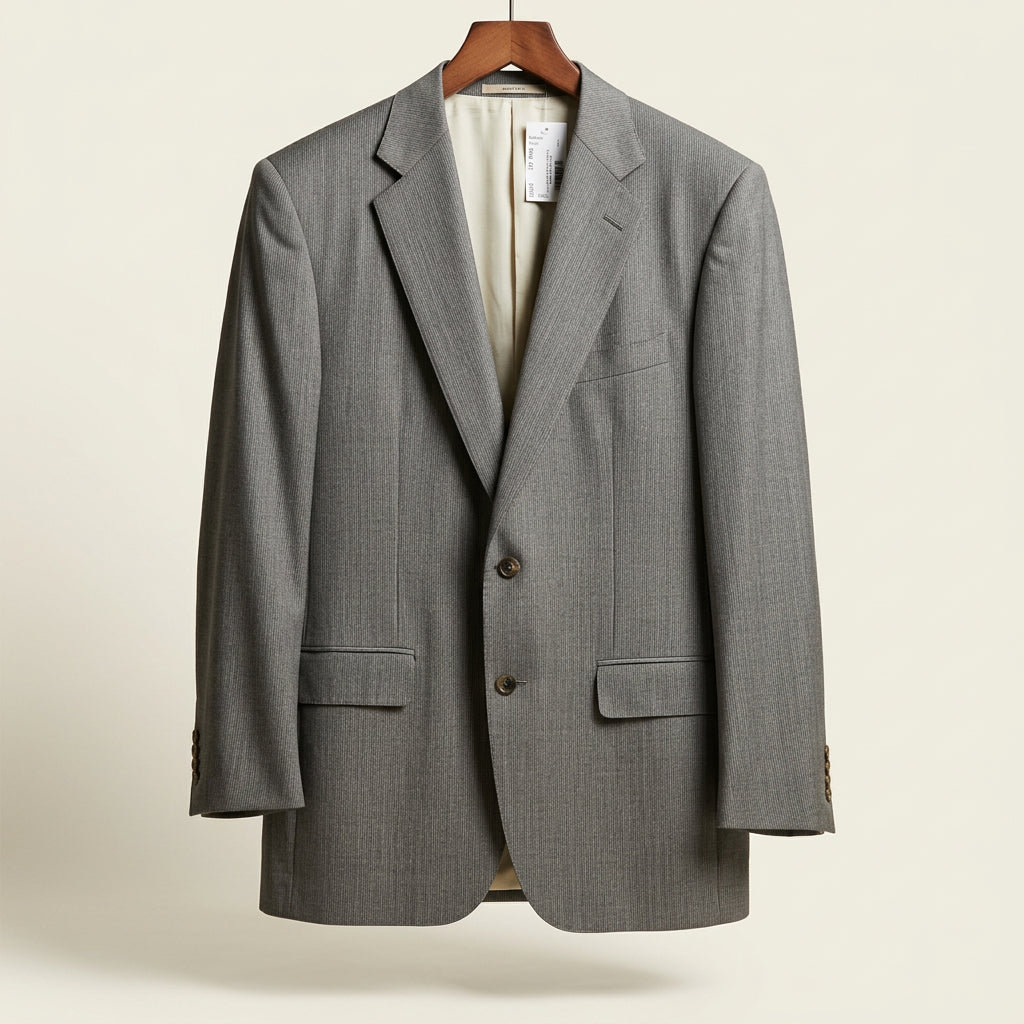 Ermenegildo Zegna Suit Jacket Herringbone Grey Men’s Size 46