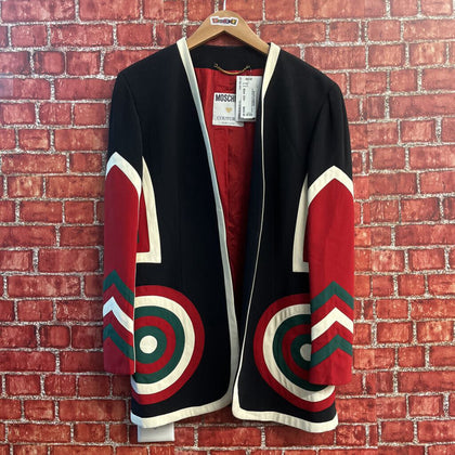 Moschino Couture 'Target Practice' 1989 Blazer Jacket Open Color Block Shapes Black/Red/Gree/White
