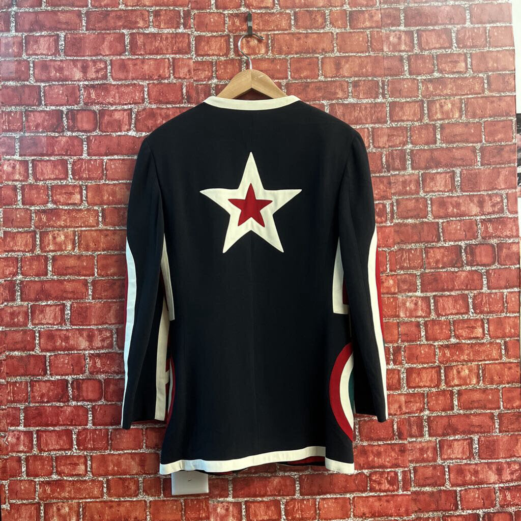 Moschino Couture 'Target Practice' 1989 Blazer Jacket Open Color Block Shapes Black/Red/Gree/White
