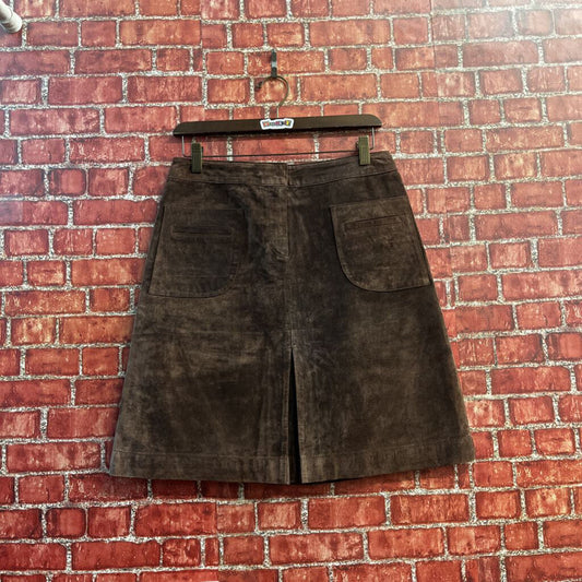 Vintage Lilly Pulitzer 100% Suede A-Line Mini Skirt Brown Size 6