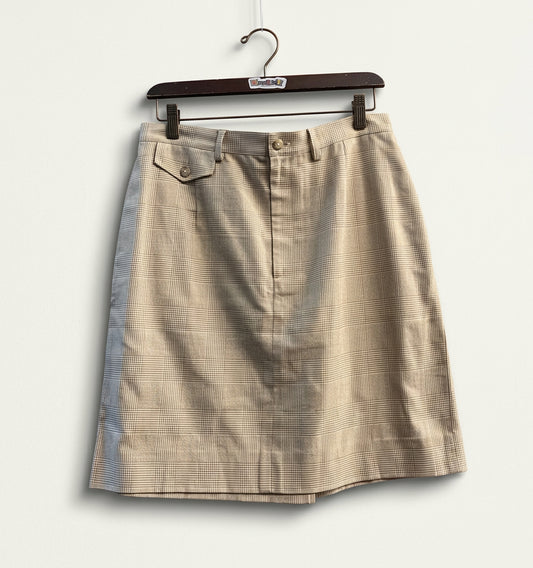 Vintage Ralph Lauren Sport Plaid Cotton Mini Skirt Tan/Creme Ladies Size 12