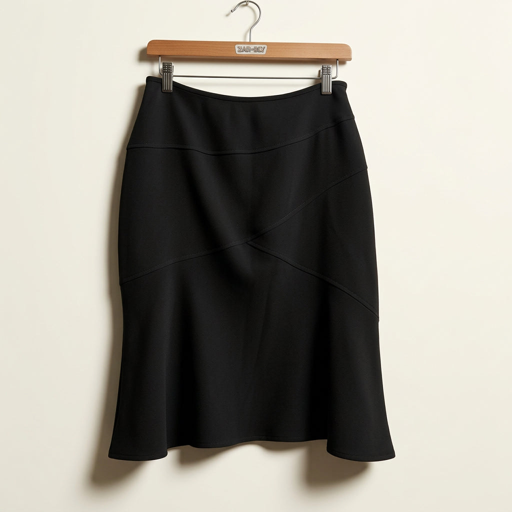 DRAMA Asymmetrical Tailored Midi Skirt Black Ladies Size 6